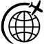 airplane flight in circle around earth